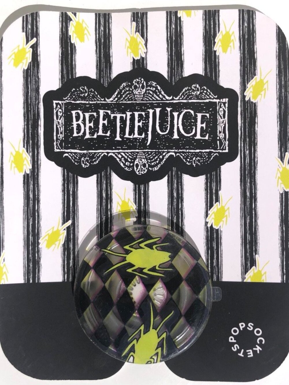 Beetlejuice phone grip cell phone stand collapsible phone holder checkerboard